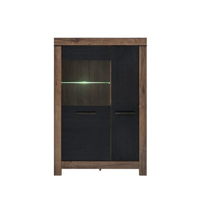 ARMOIRE VITRÉE BALIN 2PORTES CHÊNE MONASTERE/CHÊNE NOIR