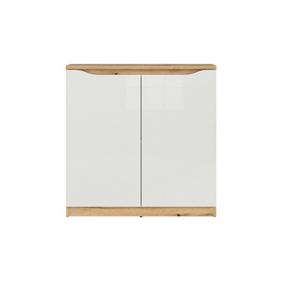 COMMODE NUIS 2PORTES CHÊNE WOTAN/BLANC BRILLANT