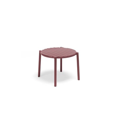 Table polypropylène et fibre de verre traité anti-UV DOGA Rouge marsala avec patins anti-dérapants diamètre 50 cm