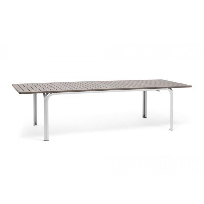 Table DurelTOP en polypropylène traité anti-UV ALLORO Blanc/Tortora extensible 73x210-280x100 cm