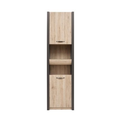 Bibliothèque EXECUTIVE gris tungstène/ chêne san remo clair 2 portes 1 tiroir 220/60 cm