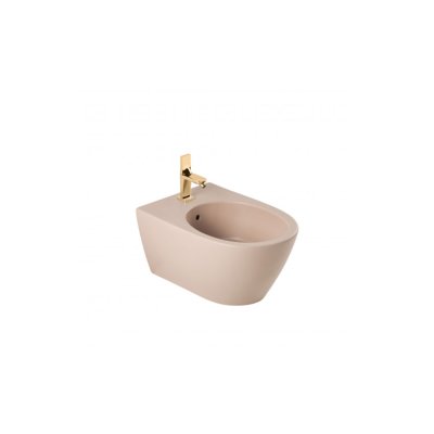 Bidet suspendu céramique SANLIFE taupe mat avec kit de fixation 38x30x56 cm
