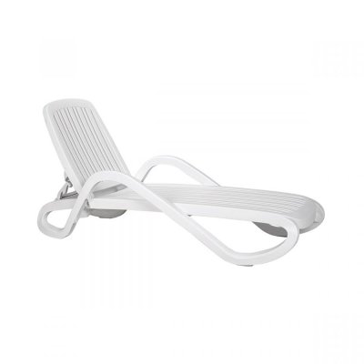 Chaise longue polypropylène et fibre de verre traité anti UV EDEN Blanc 85x170-194,5x71 cm