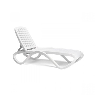 Chaise longue polypropylène et fibre de verre traité anti UV TROPICO Blanc 91x170-194,5x69 cm.