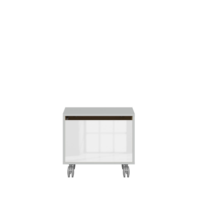 Commode roulante NANDU gris clair/ chêne polonais/ blanc brillant 50x35x40 cm