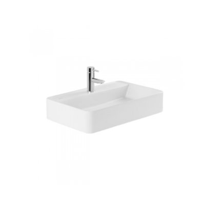Vasque à poser SANLIFE rectangle avec trou pour robinet Blanc 60x40 cm