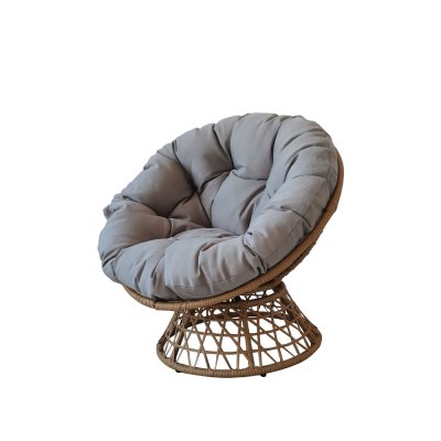 Fauteuil 1 place techno rotin DREAM Beige/Gris rond 80x92x92 cm