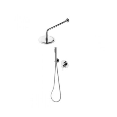 Système de douche acier inoxydable NEW ICONE chromé encastré 5 voies avec rosace rond