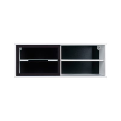 Armoire vitrée suspendue FEVER blanc brillant/ noir 100x38x28 cm 1 porte
