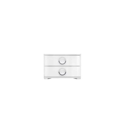 Table de nuit ROKSANA II blanc brillant 2 tiroirs