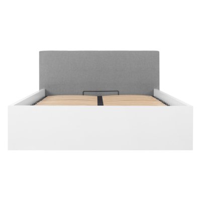 Lit TETRIX blanc brillant/ gris INARI_91 160x200 cm avec sommier coffre