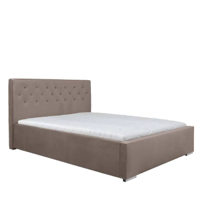 Lit tapissé GRANDA beige BLUVEL 40 160x200 cm (Traverses incluses)
