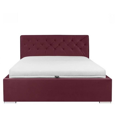 Lit tapisse GRANDA bordeaux MONOLI 69 160x200 cm (Traverses incluses)