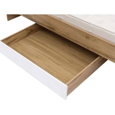 Rangement pour lit ZELE chêne wotan/ blanc brillant