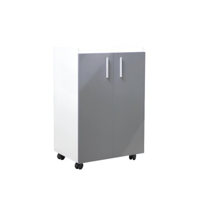 Desserte avec roues 2 portes Gris Foncé Brillant L60x H90x P42 cm	