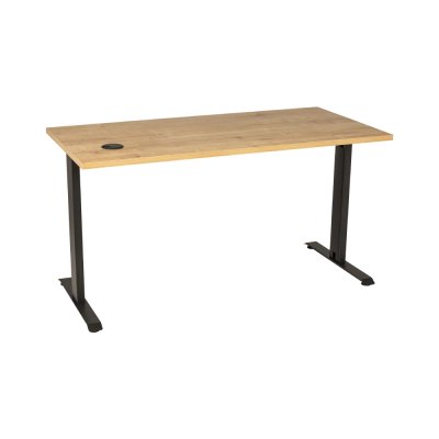 Bureau droit KYRA 140x68 cm structure antracite/ plateau safir mese - passe câble inclus