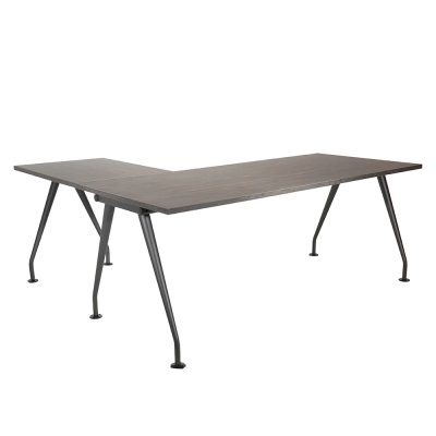 Bureau droit avec retour C&C 180x80+80x60 cm structure antracite/ plateau rebab