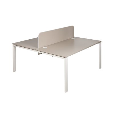 Bureau bench MILO U 160x160 cm structure blanc/ plateaux kumtasi