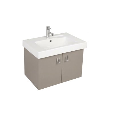 Pack lavabo LINHA 80x45 avec meuble gris brillant dos droit 2 portes