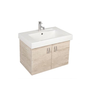 Pack lavabo LINHA 90x45 avec meuble travertin dos droit 2 portes