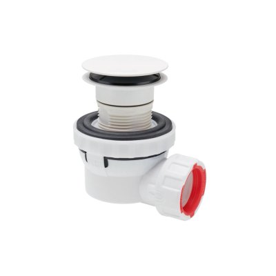 Bonde lavabo Quick-Clac NANO 6.7 Blanc D32mm avec siphon ultra compact
