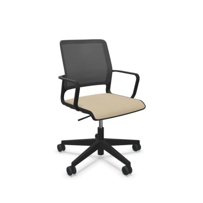 Siège visiteur XILIUM Beige avec accoudoirs fixes et roulettes