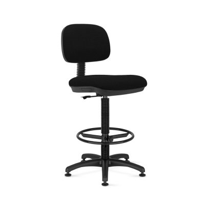 Tabouret réglable SENIOR Noir à roulettes, avec dossier et base annulaire
