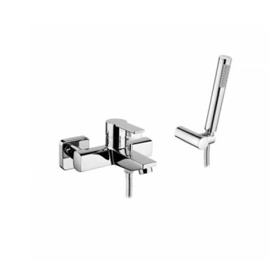 Mitigeur de bain et douche laiton MASTER 40 chromé avec douchette flexible et support de douche
